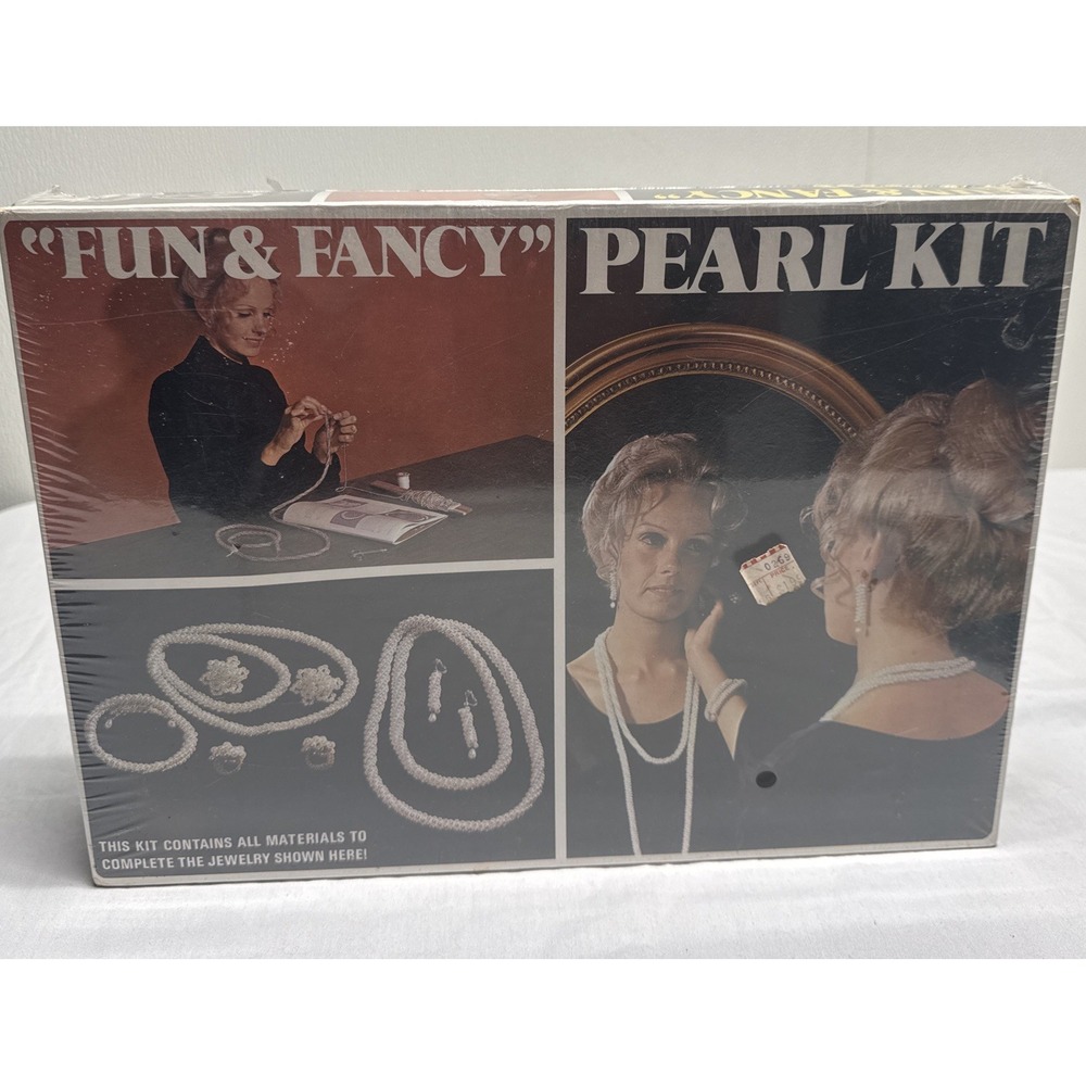 New Vtg Fun & Fancy Pearl Kit to make your own Jewelry 1971 Cunningham Art Prod